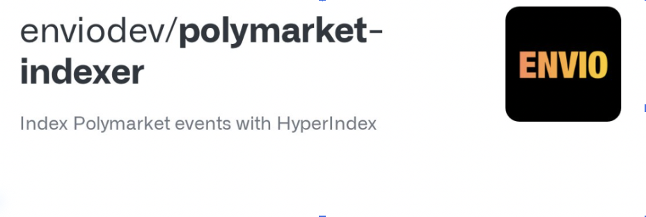 GitHub repo card for enviodev/polymarket-indexer with the tagline Index Polymarket events with HyperIndex