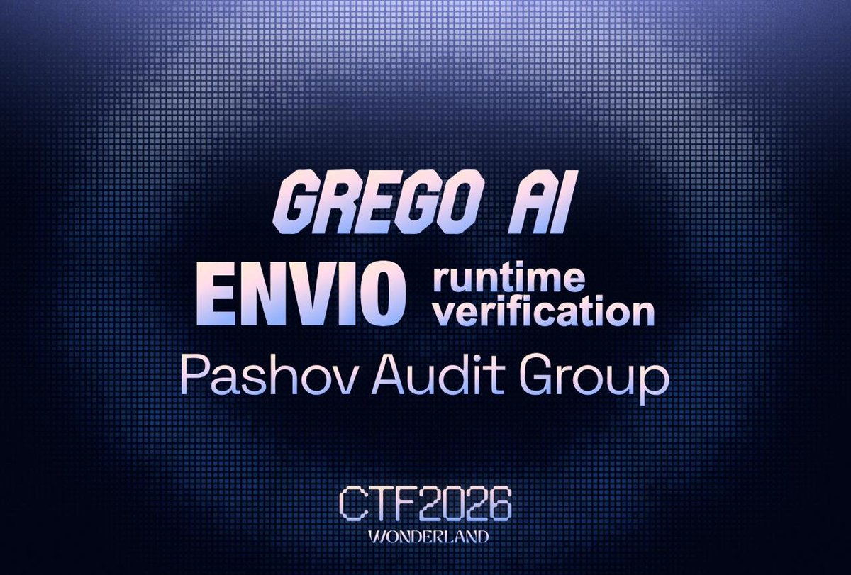 Wonderland CTF 2026 sponsor banner listing Grego AI, Envio, runtime verification, and Pashov Audit Group