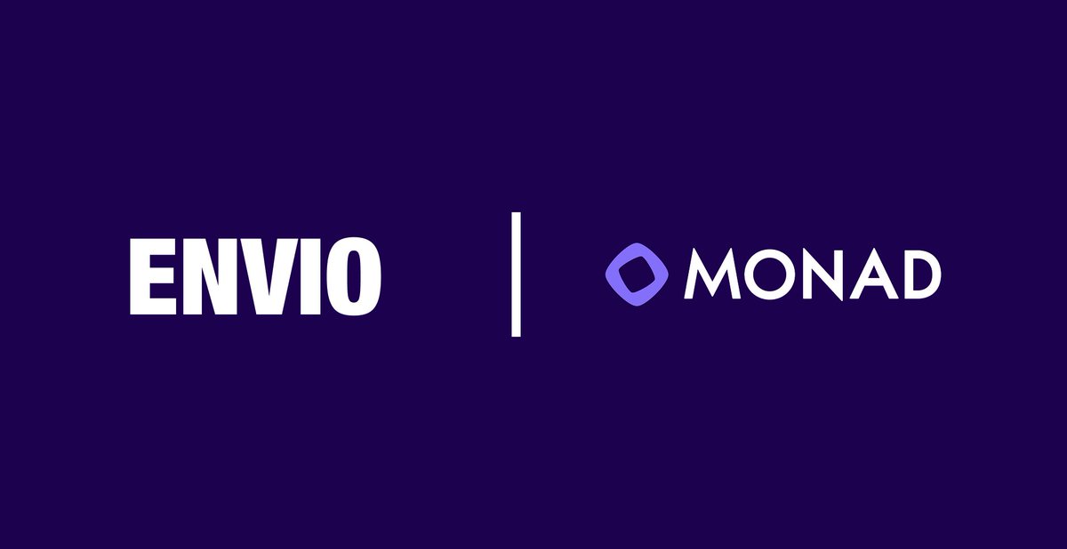 Envio and Monad co-branded banner with both logos on a deep purple background
