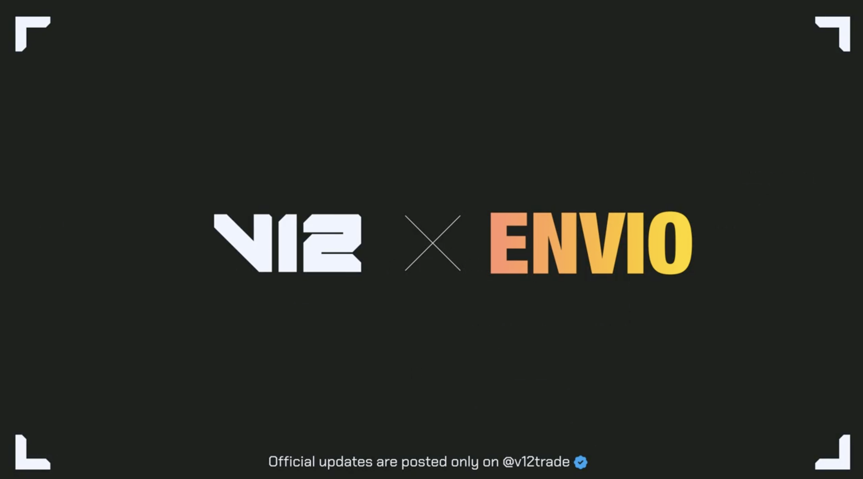 V12 x Envio partnership banner with both logos on a dark background