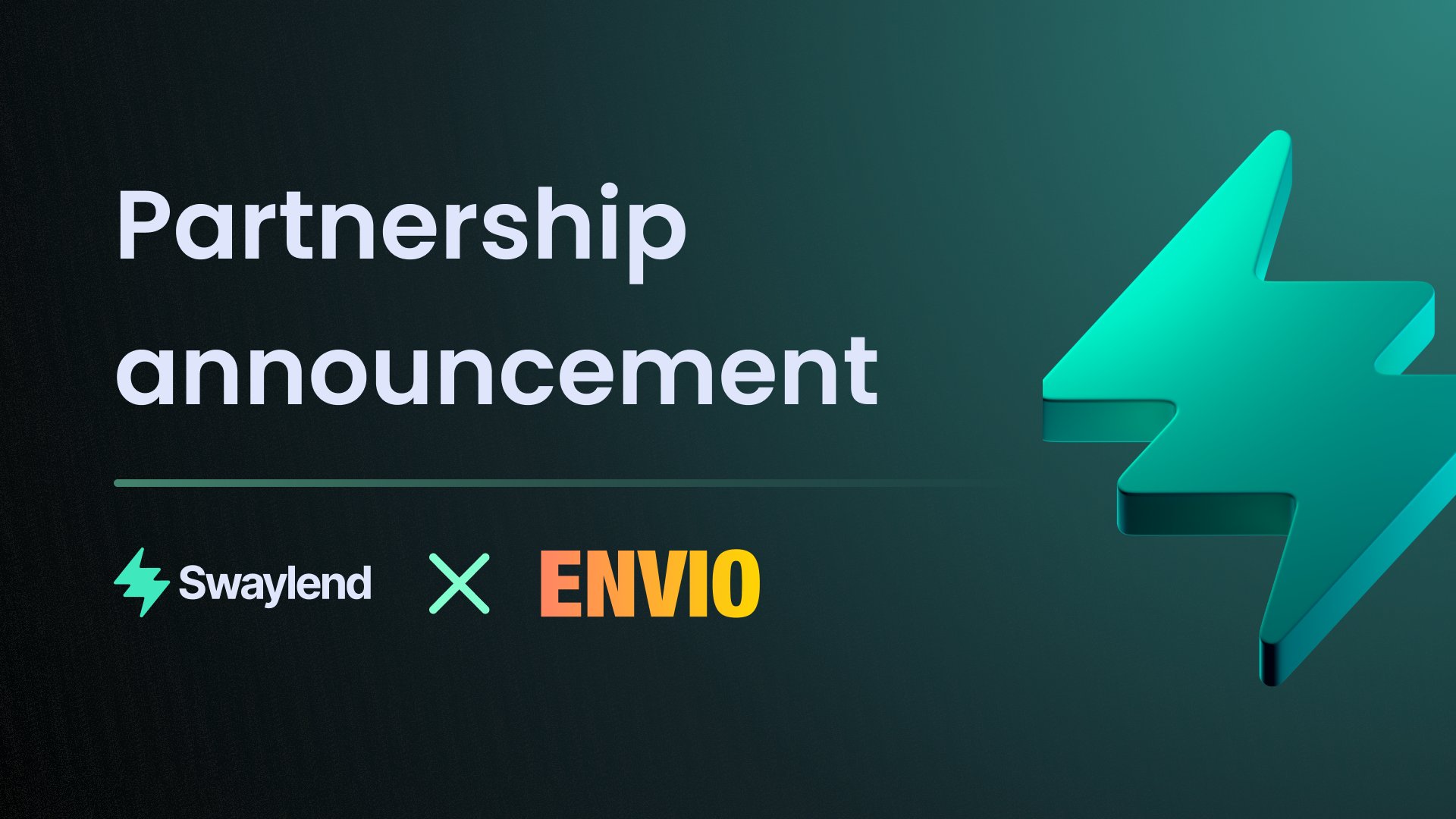 Swaylend x Envio partnership announcement banner