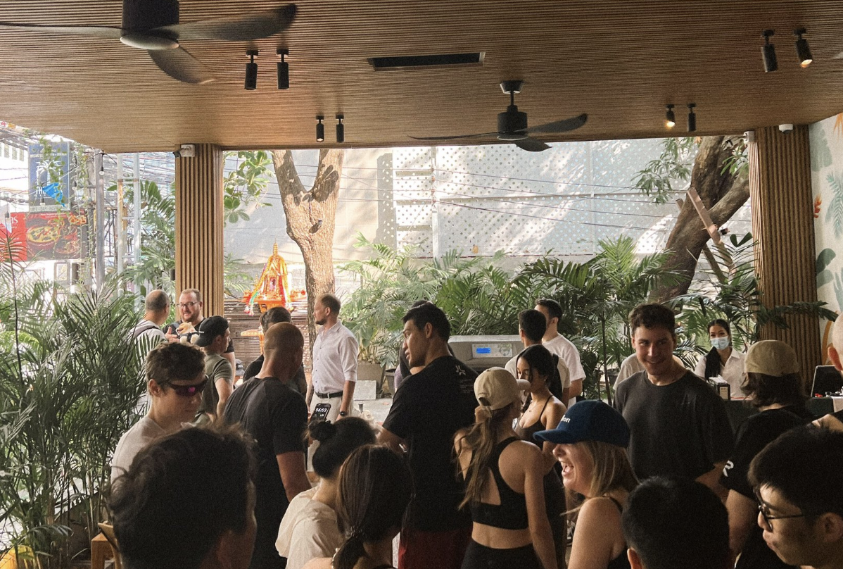 Crowd of attendees gathered at the Data and Chill Cafe side event in Bangkok