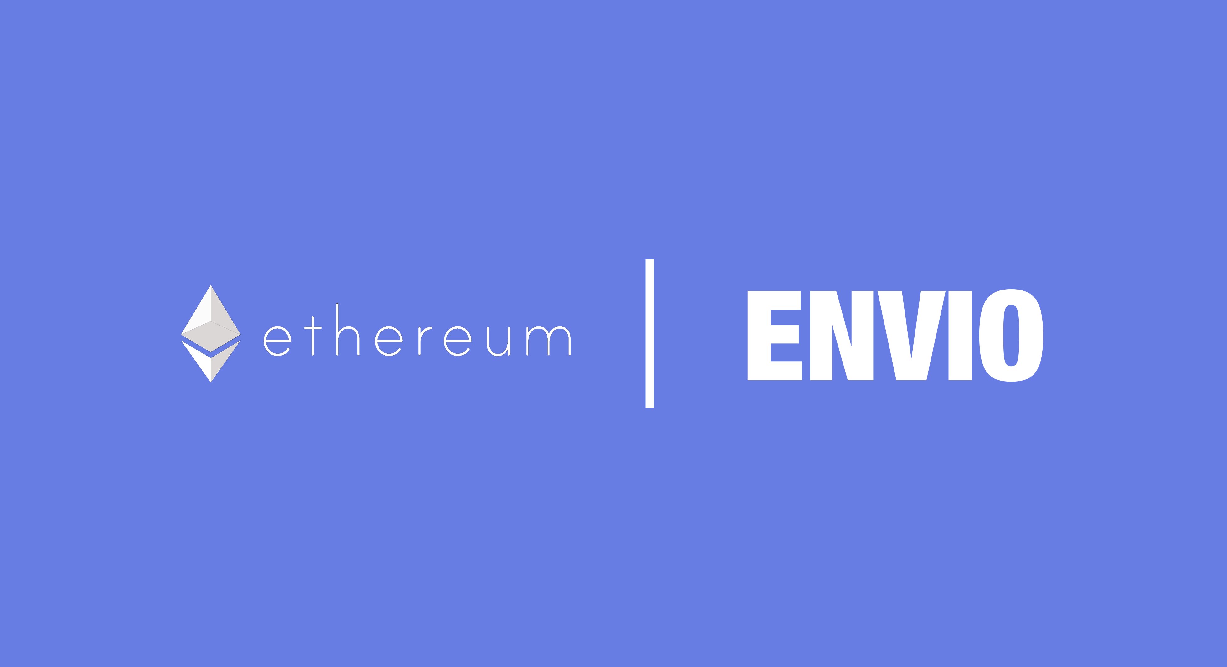 Ethereum and Envio logos side by side on a purple background